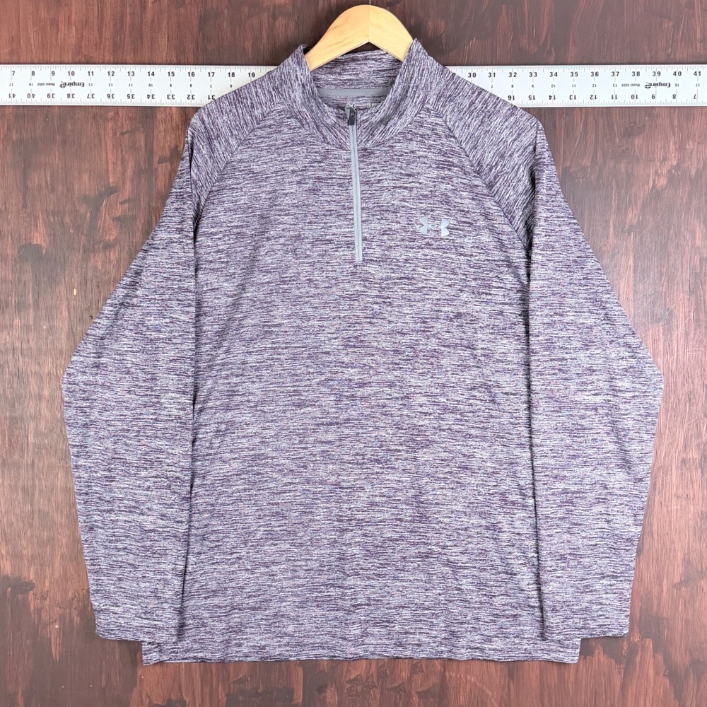 Under Armour HeatGear Mens XL Purple Space Dye Quarter Zip Pullover 1242220